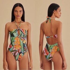 FARM RIO Banana Foliage One Piece Swimsuit